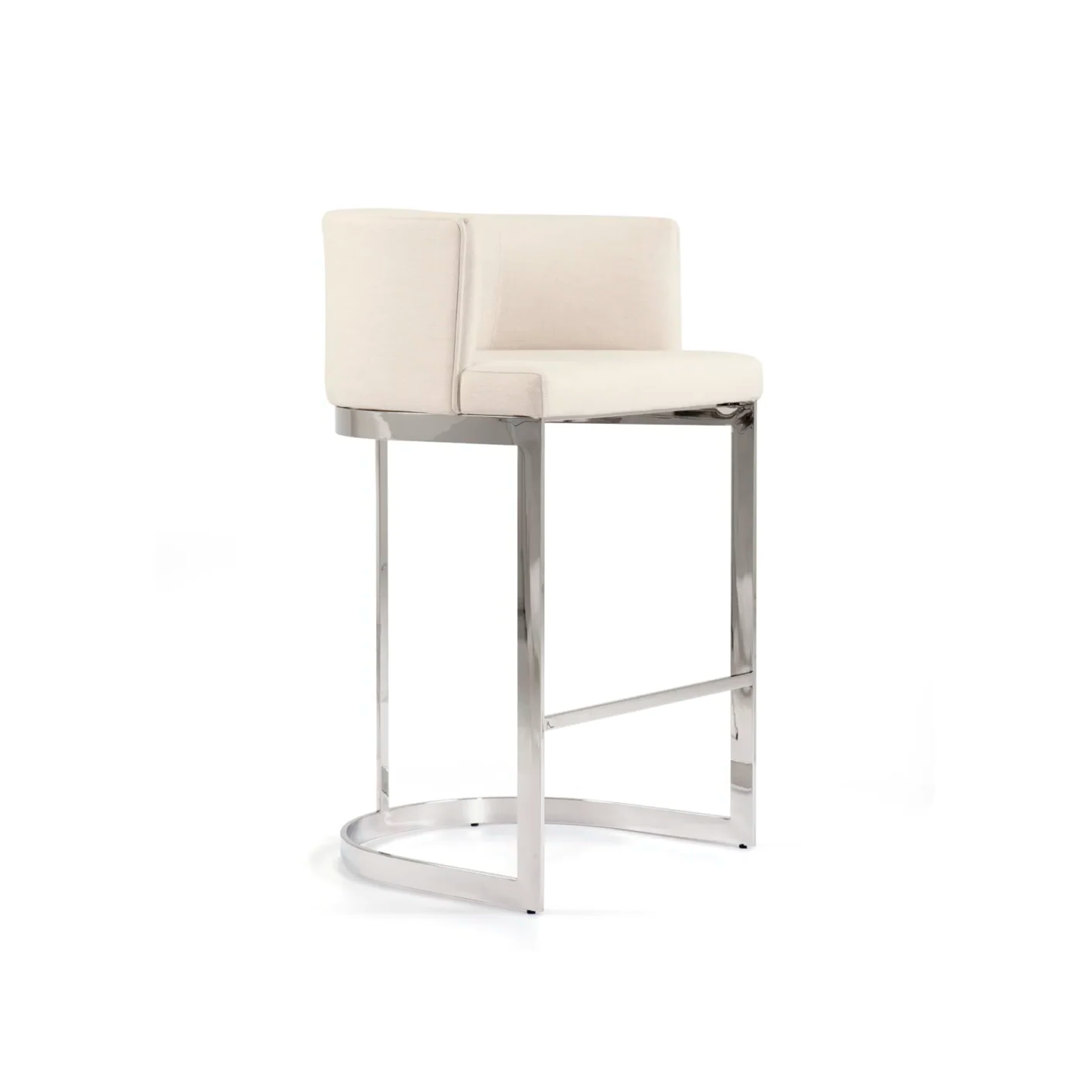 Banqueta Estofada Mona Inox com Estrutura Robusta 57x81x51cm