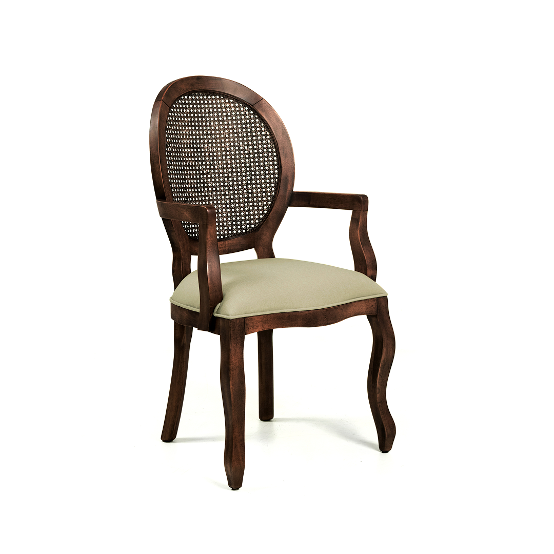 Cadeira Medalhão com Braços Estilo Luiz XV Madeira Maciça