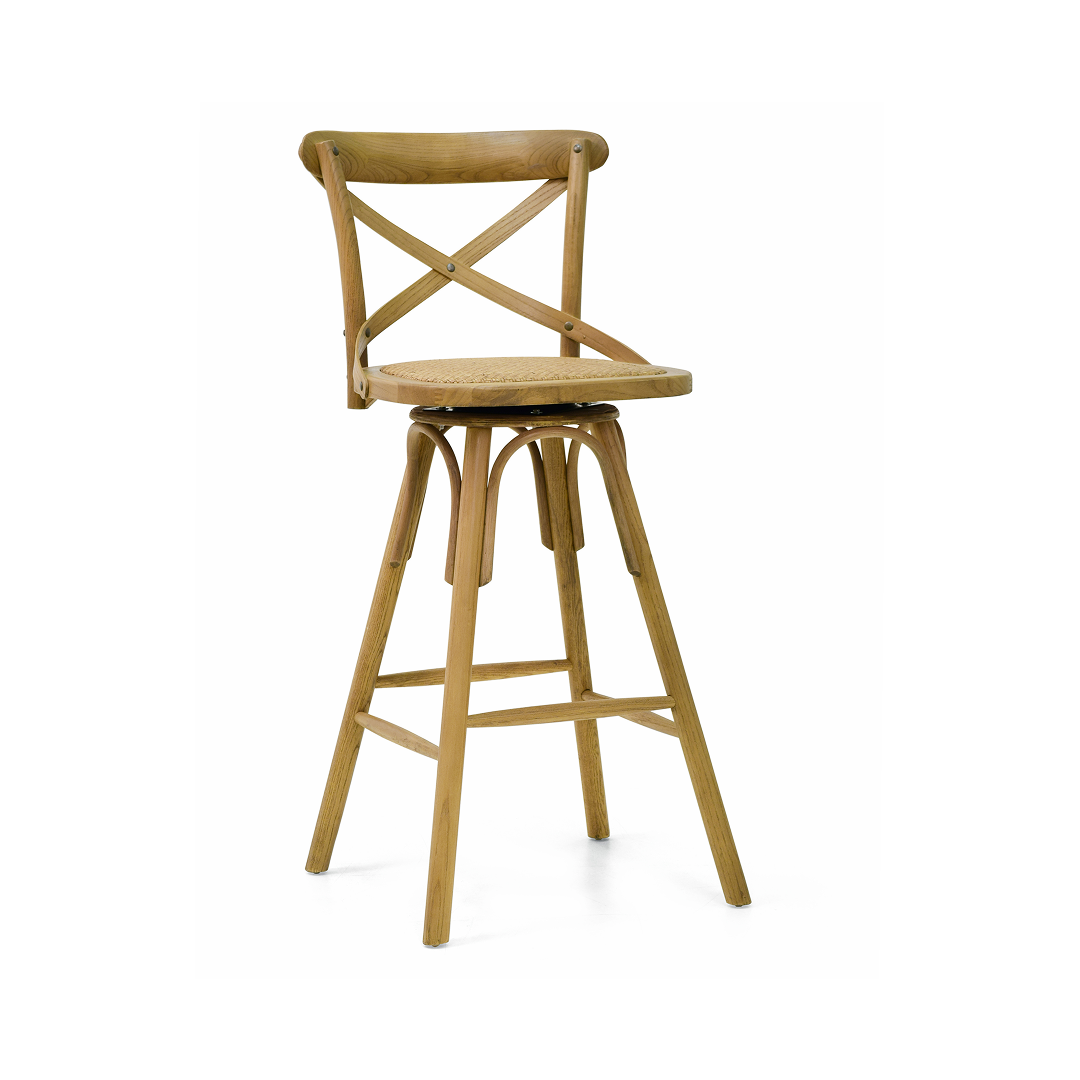 Banqueta Giratória Country Artesanal em Madeira Maciça