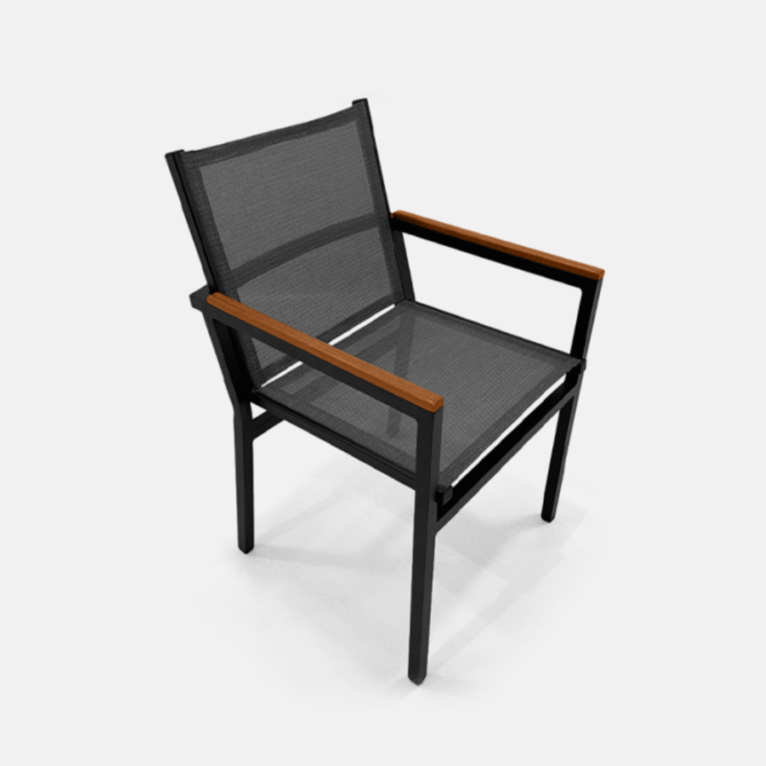 Cadeira Nevasca Alumínio com Tela Sling e Apoio em Madeira