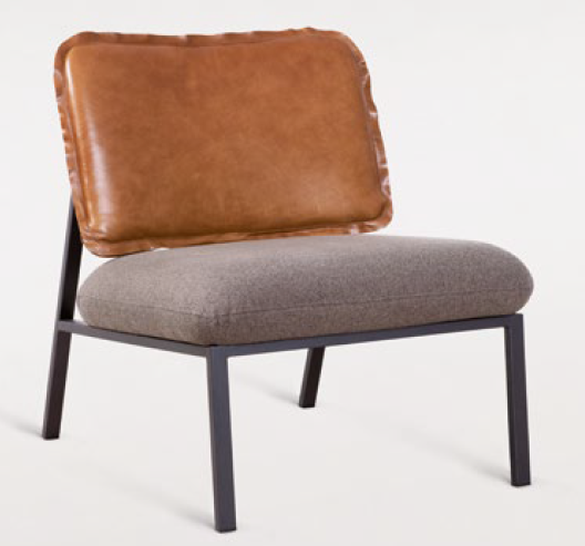 Poltrona Nature Contemporânea com Encosto em Couro Natural