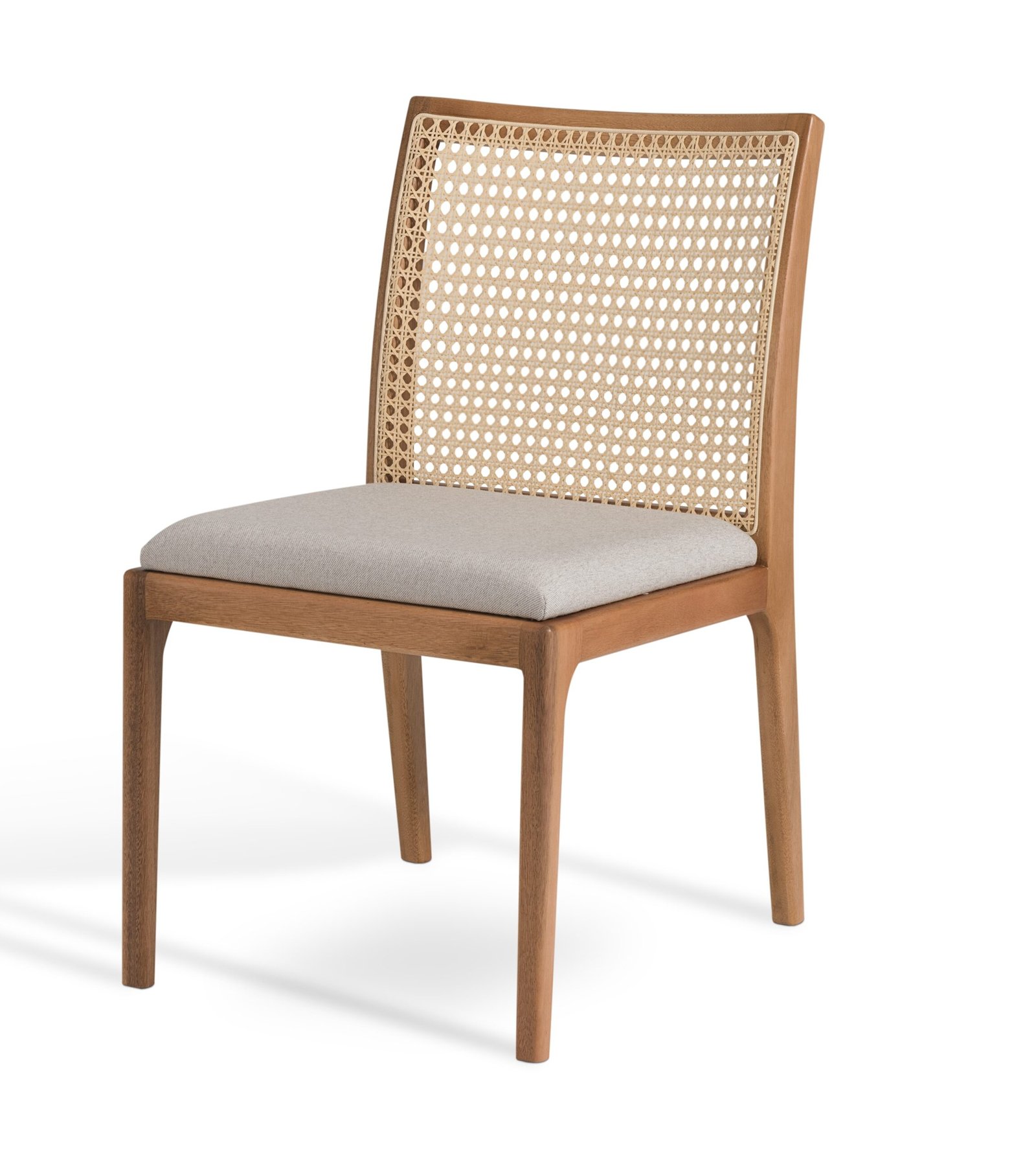 Cadeira Stela em Tela Natural Sextavada com Estrutura de Madeira Maciça