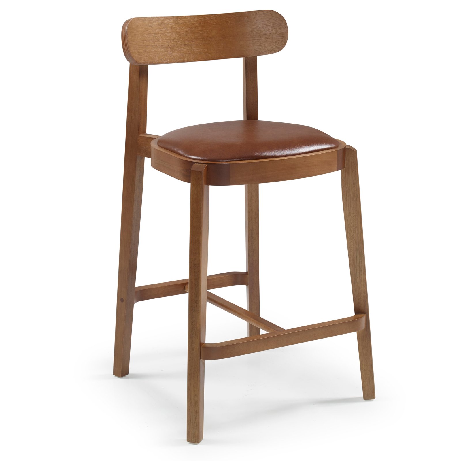 Banqueta Turim com Assento Estofado e Apoio para Pés