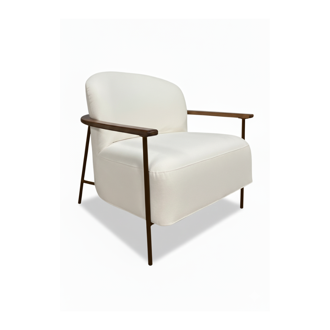 Poltrona Galiza Personalizável com Braços em Madeira Tauari