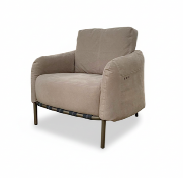 Poltrona Vizta Design Contemporâneo - Estrutura Eucalipto e Base Aço Carbono