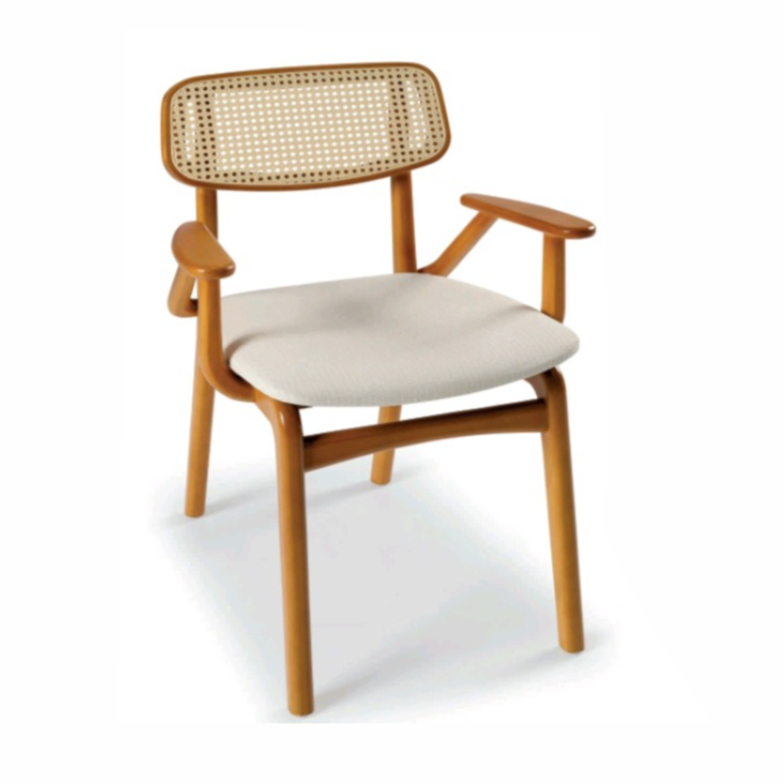 Cadeira Domani braço madeira e tela portuguesa natural