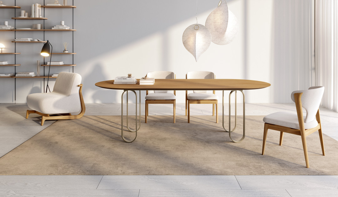 Mesa de Jantar Leve  com Tampo Chanfrado