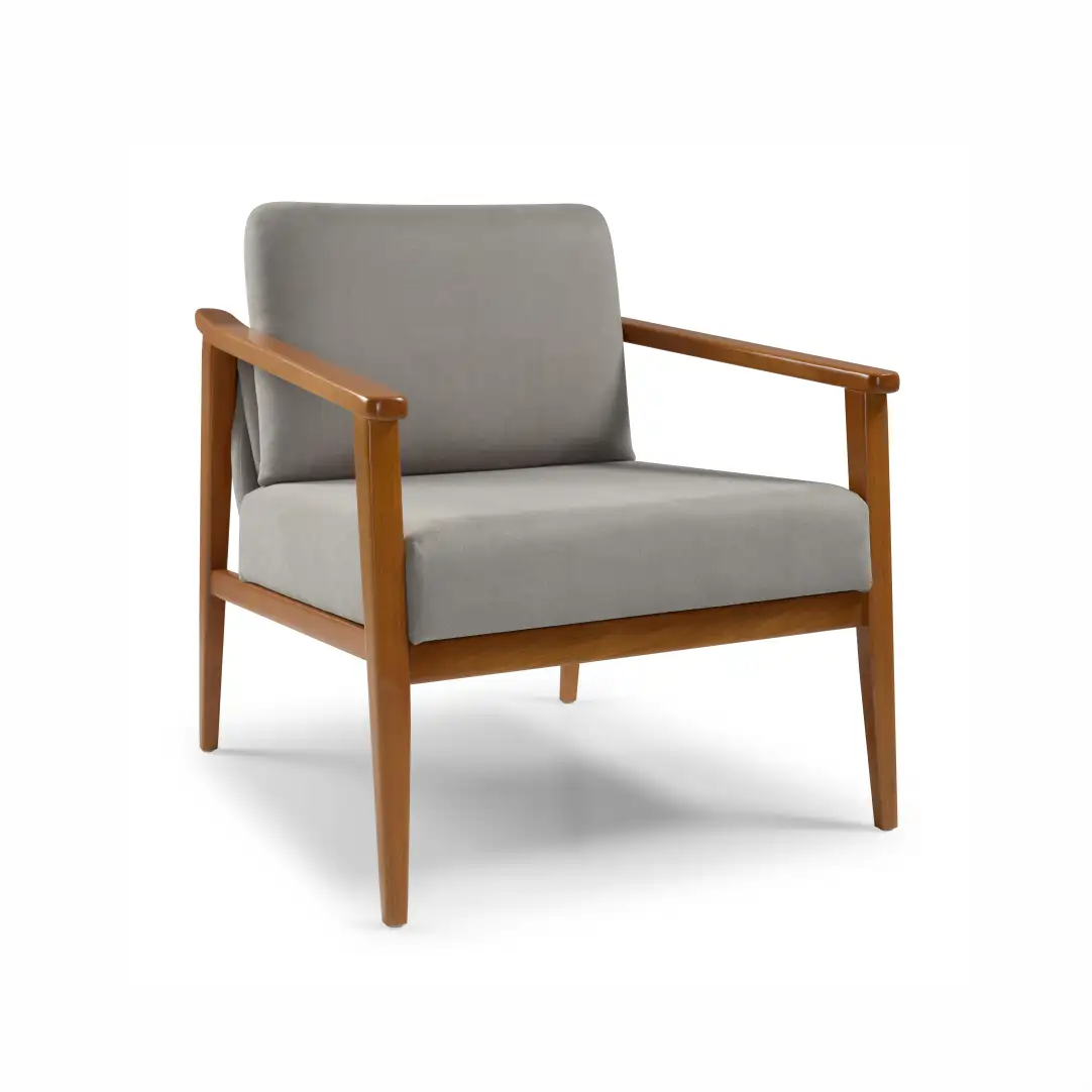 Poltrona Sardenha Minimalista em Madeira Maciça