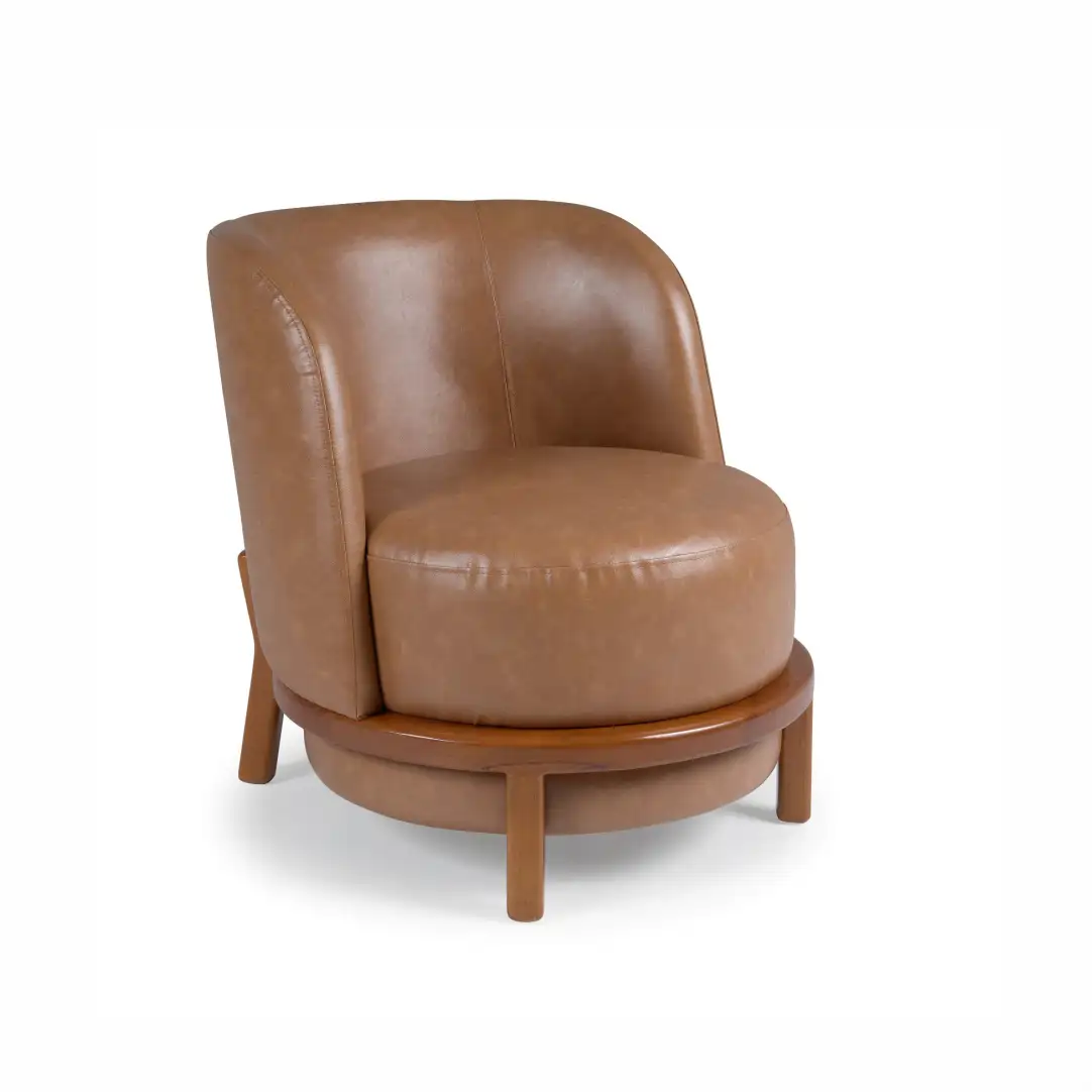 Poltrona Design Contemporâneo Estilo Puffé com Base em Madeira