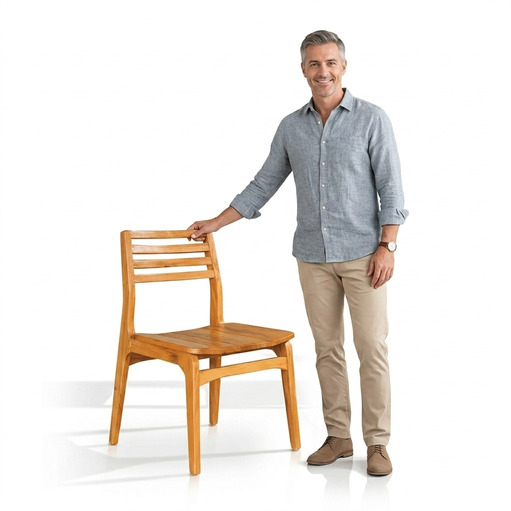 Cadeira Bertha Ripas Horizontais Ipê Rosa de Demolição