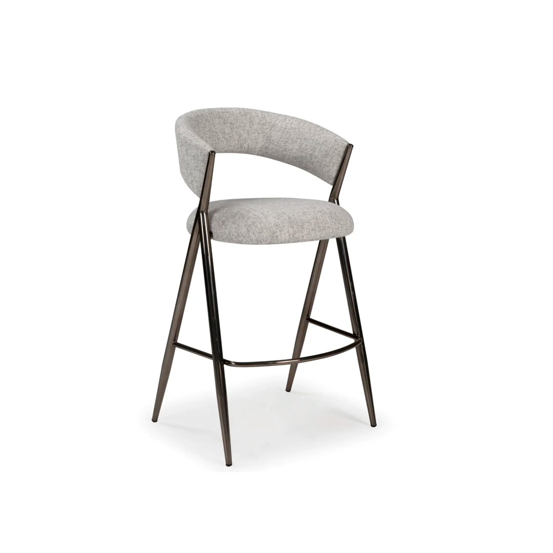 Banqueta Giratória Ayla em Aço Inox com Estofado Personalizável