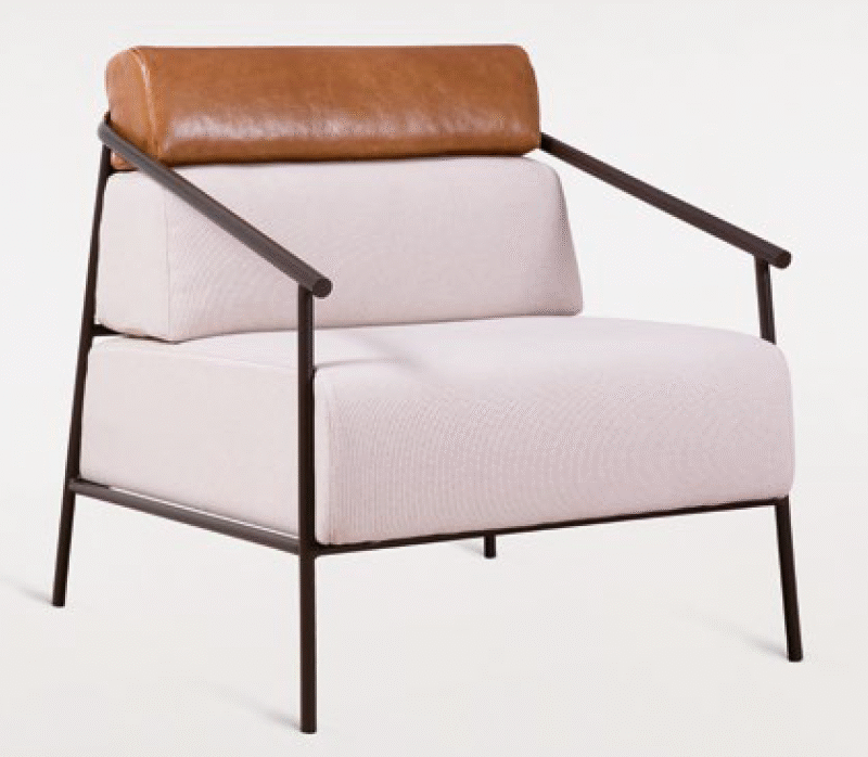 Poltrona Derme detalhe em couro