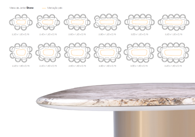 Mesa Stone Escal base Inox Golden com opções de tonalidades - Imagem 3
