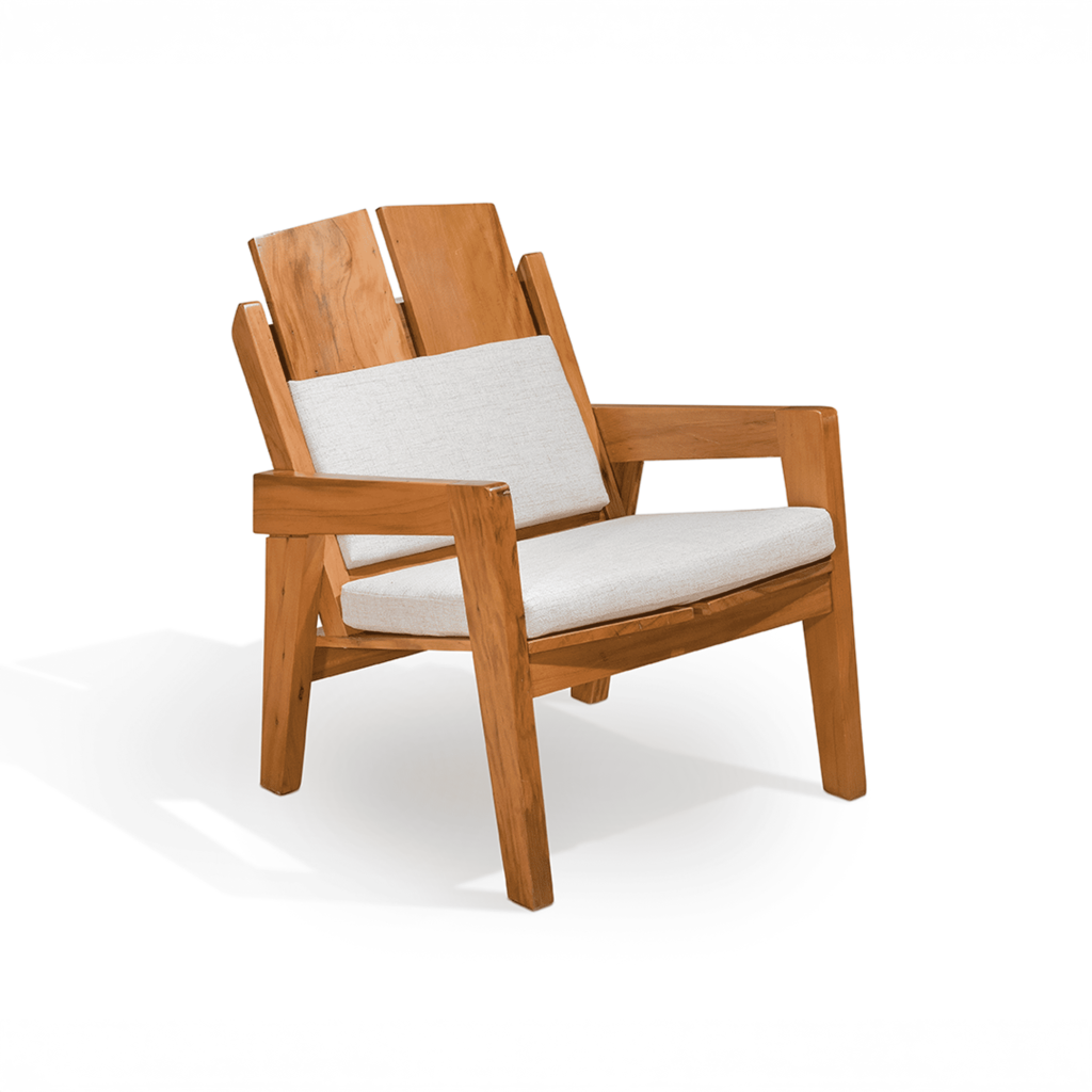 Poltrona Duo madeira Ipê Rosa de demolição