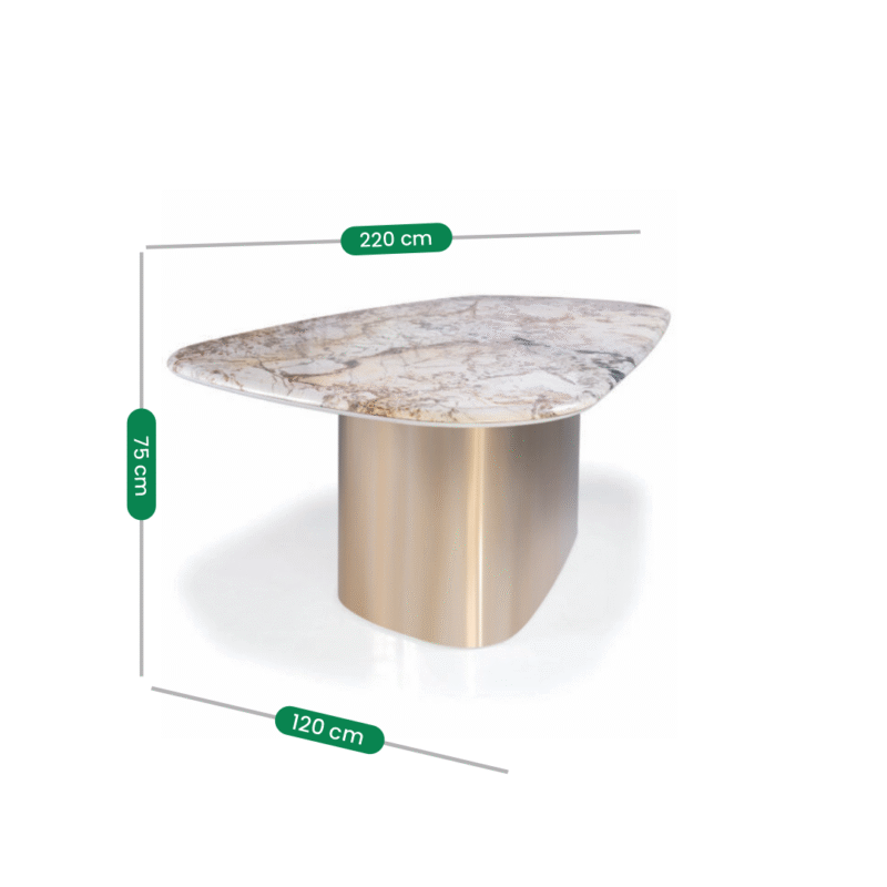 Mesa Stone Escal base Inox Golden com opções de tonalidades - Imagem 2