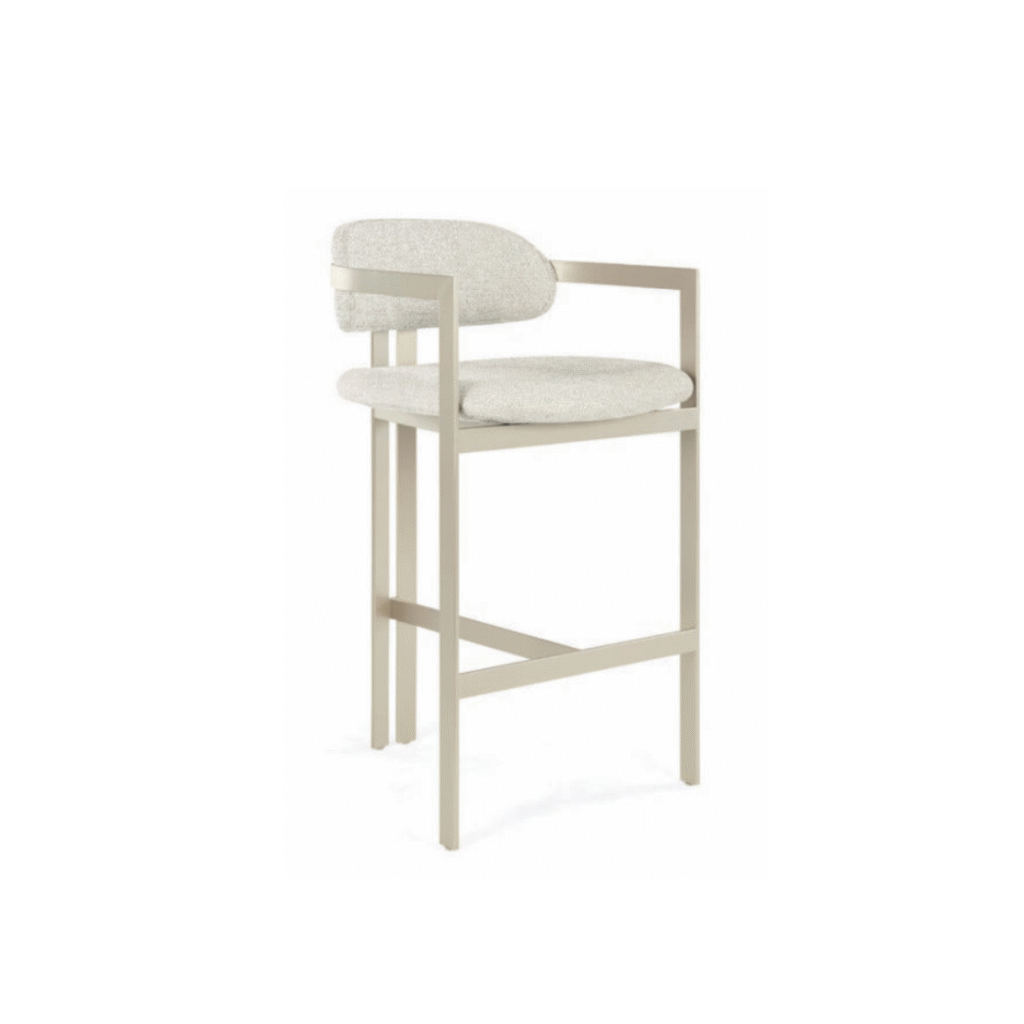 Banqueta Cloe Escal personalizável base inox e revestimento