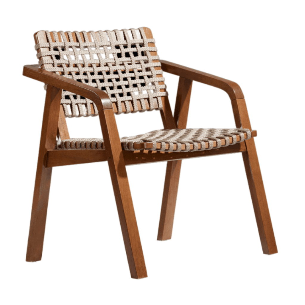 Poltrona Amores personalizável madeira e corda nautica